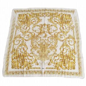 Versace Medusa Baroque 100% Silk Scarf White Gold 88×88cm (34.65in) Ladies